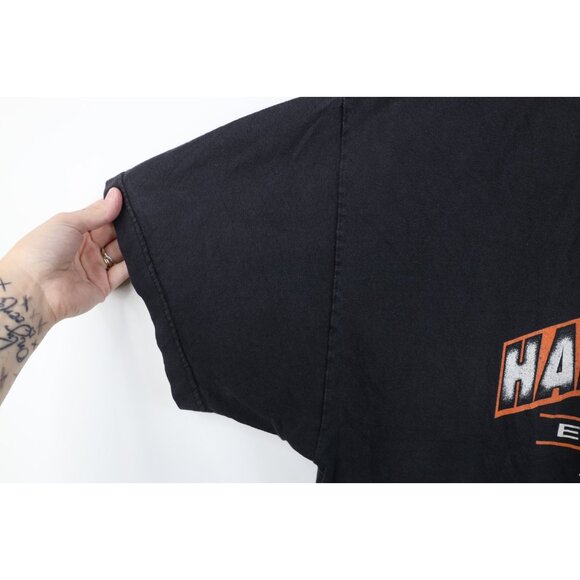 Vintage Y2K Harley Davidson Mens 2XL Faded Spell Out Big Logo T-Shirt Black - Picture 7 of 16